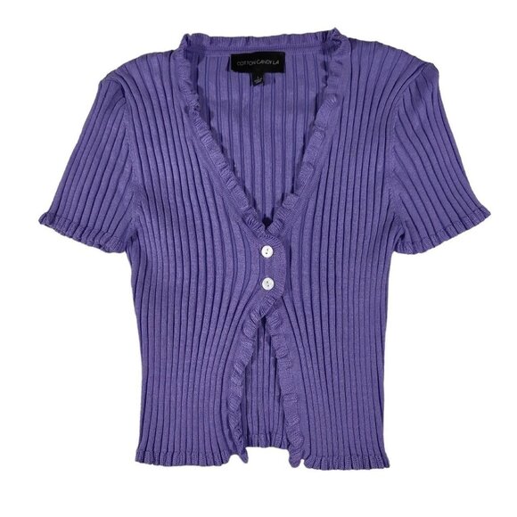 Lavender Purple Knit Blouse Cardigan Large - Picture 1 of 3